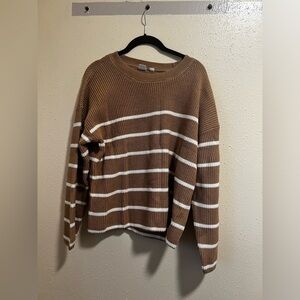 Gap Women’s 100% Cotton Neutral Striped Pullover Sweater - XL